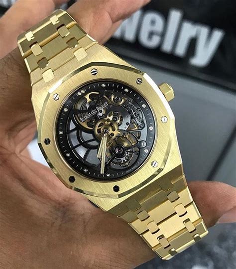 audemars piguet yellow gold skeleton watch|royal oak skeleton watch price.